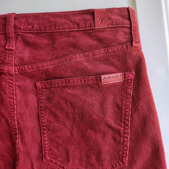 7 for all mankind ultra high-rise skinny boot tailorless burgundy corduroy Pants - Picture 12 of 17